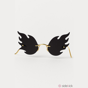 Unique Fire glass Hot Rod gold black flame shape retro cat eye funky sunglasses